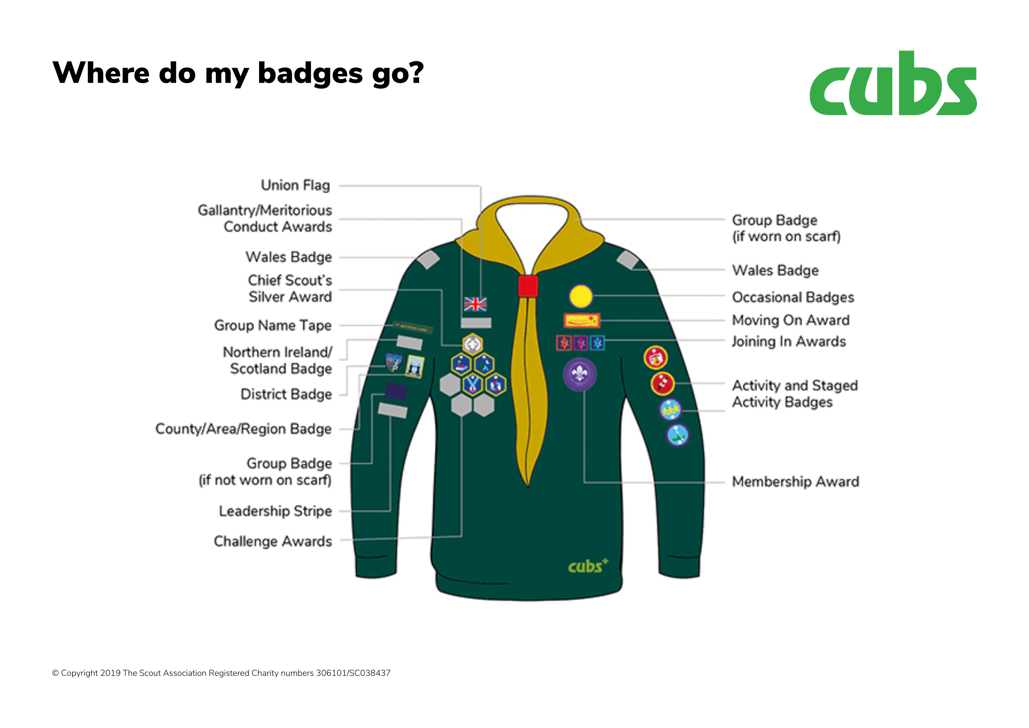 Cubs badge placement